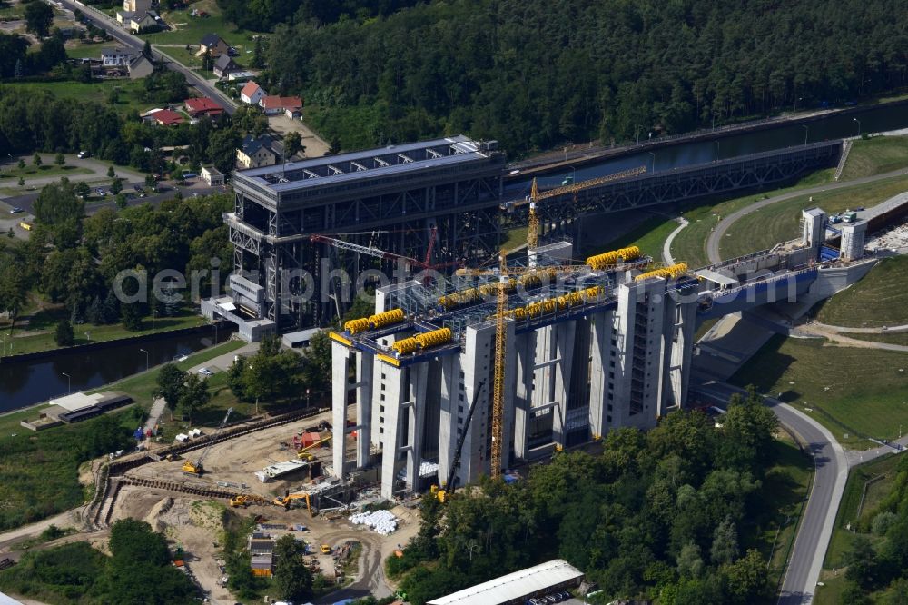 Niederfinow from above - The new building of the boat lift Niederfinow