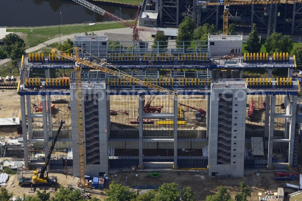 Aerial image Niederfinow - The new building of the boat lift Niederfinow