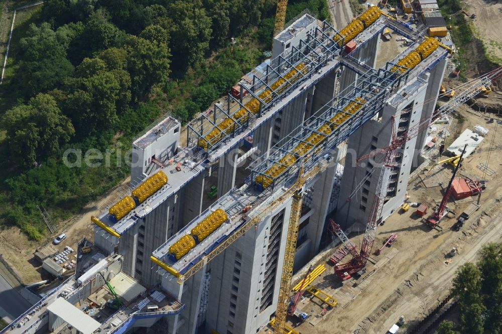 Aerial photograph Niederfinow - The new building of the boat lift Niederfinow