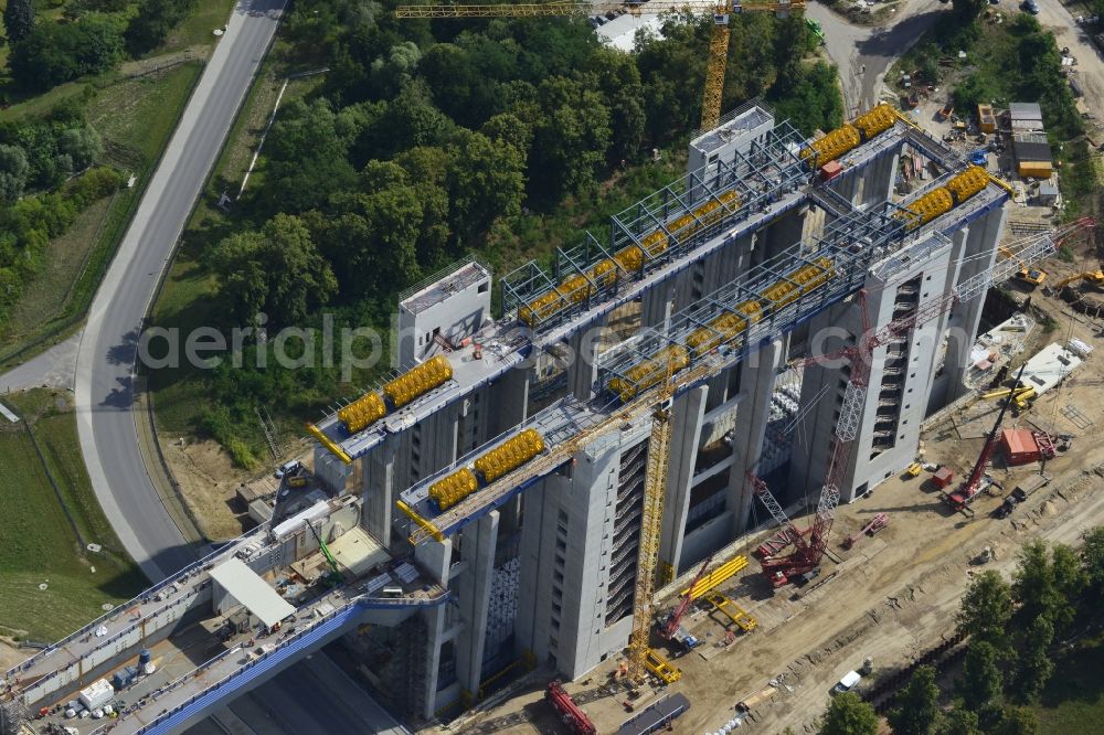 Niederfinow from above - The new building of the boat lift Niederfinow