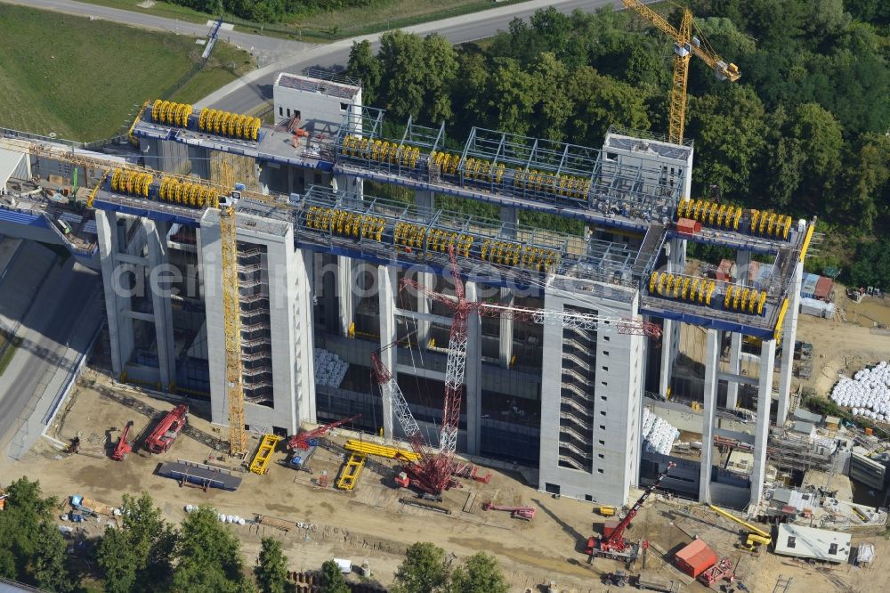 Niederfinow from above - The new building of the boat lift Niederfinow