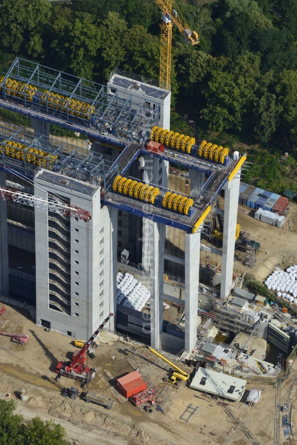 Aerial image Niederfinow - The new building of the boat lift Niederfinow