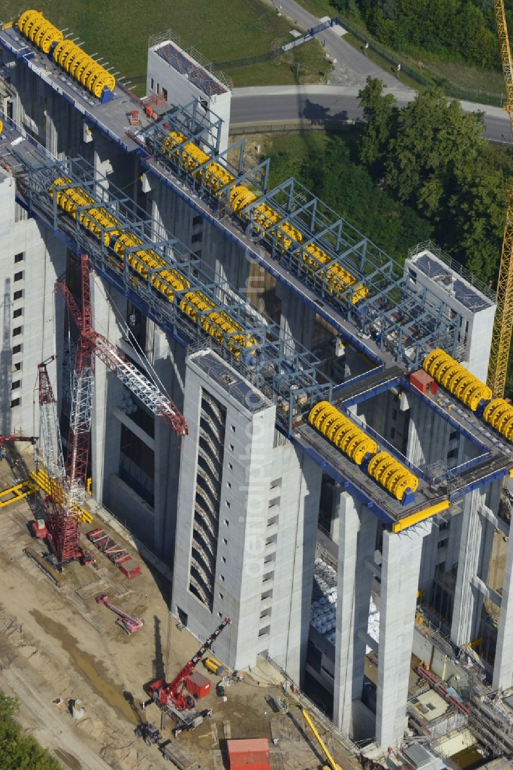 Aerial photograph Niederfinow - The new building of the boat lift Niederfinow