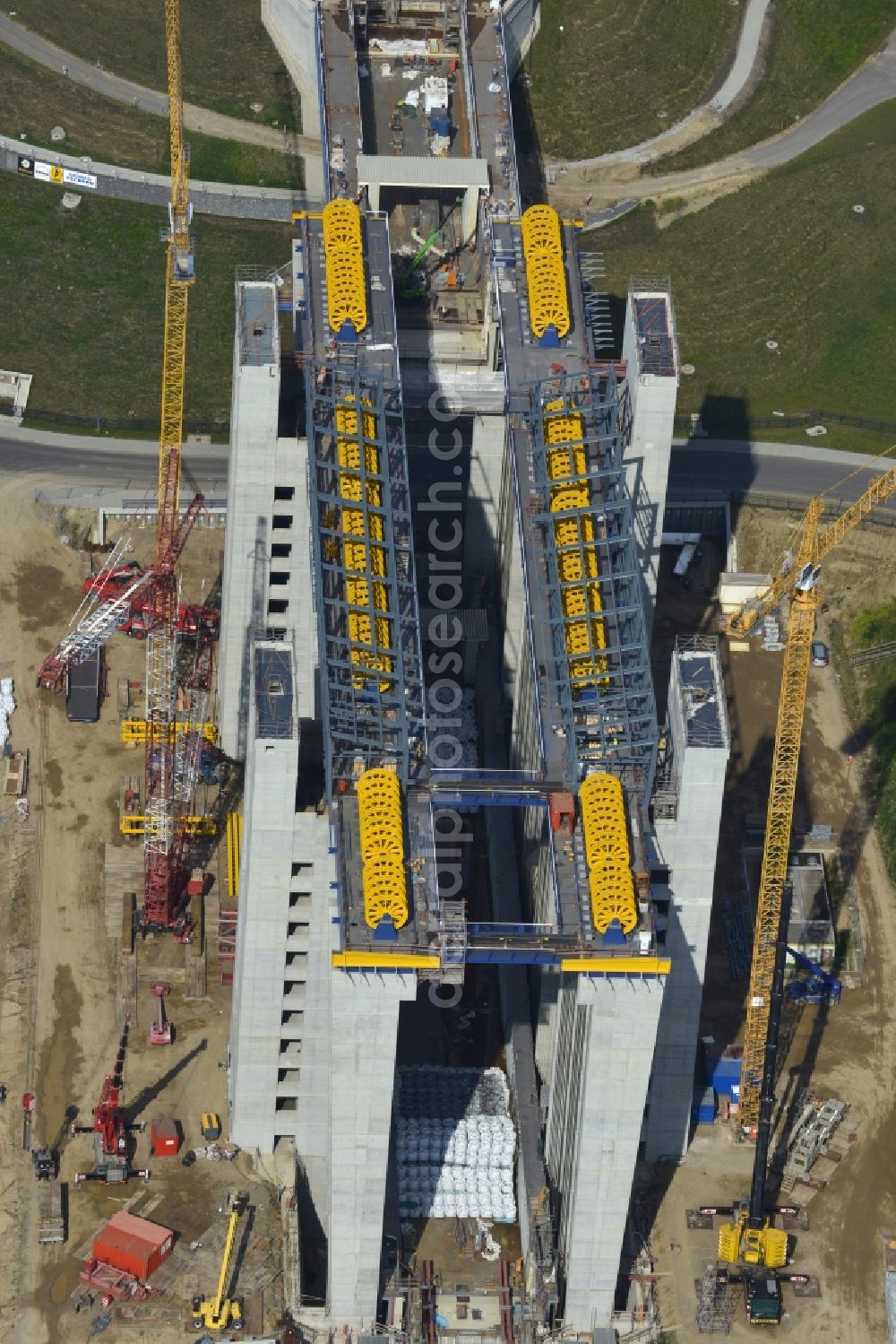 Niederfinow from the bird's eye view: The new building of the boat lift Niederfinow