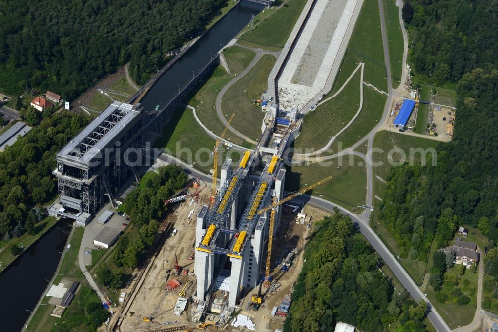 Aerial photograph Niederfinow - The new building of the boat lift Niederfinow