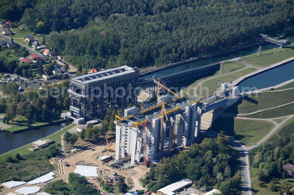 Niederfinow from above - The new building of the boat lift Niederfinow