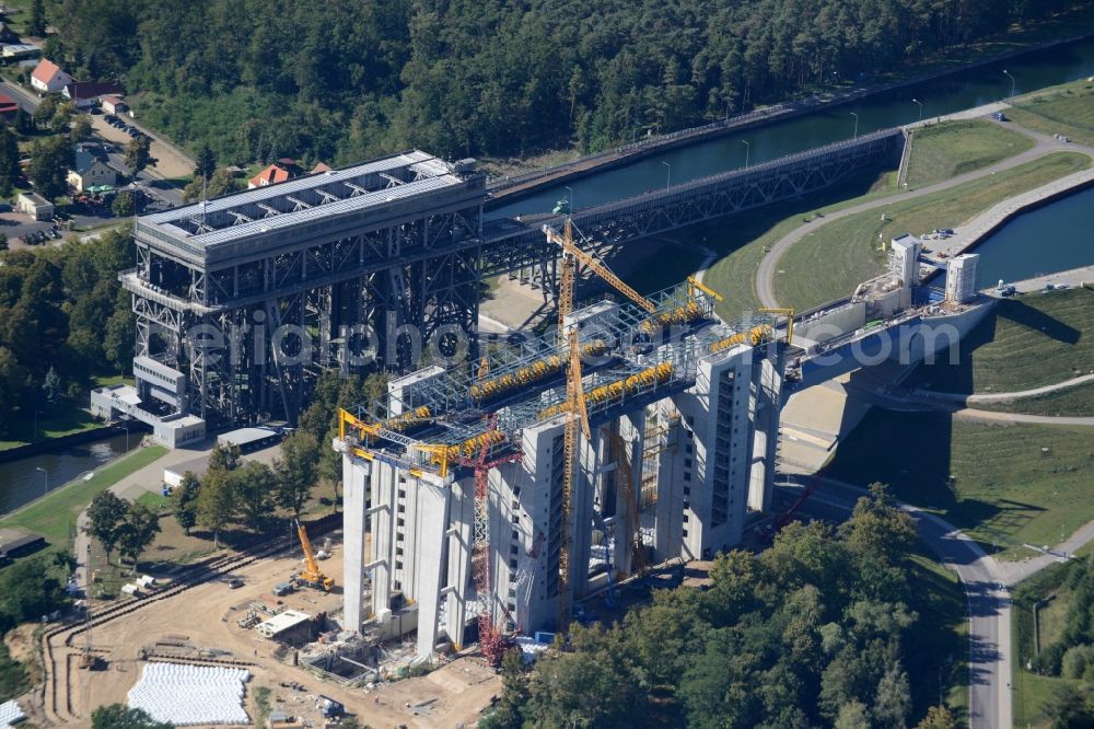 Niederfinow from the bird's eye view: The new building of the boat lift Niederfinow