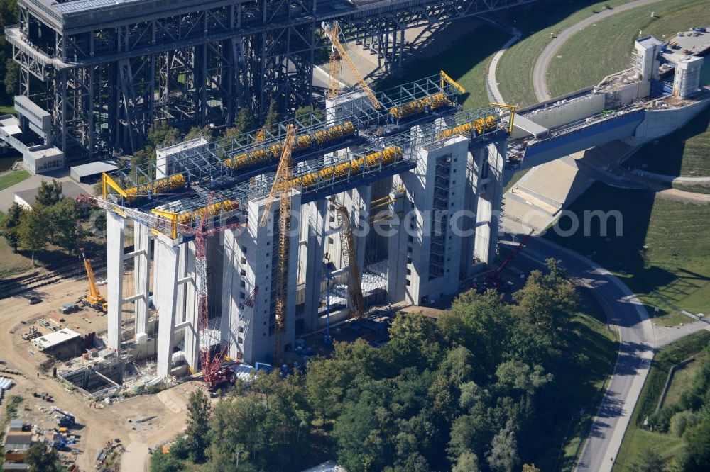 Aerial photograph Niederfinow - The new building of the boat lift Niederfinow