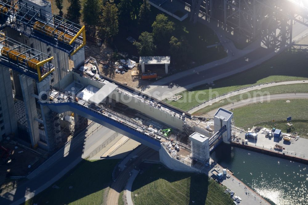 Niederfinow from above - The new building of the boat lift Niederfinow