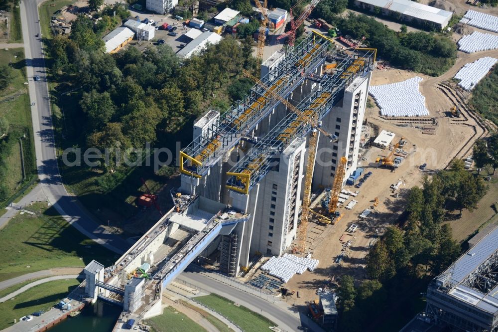 Aerial image Niederfinow - The new building of the boat lift Niederfinow