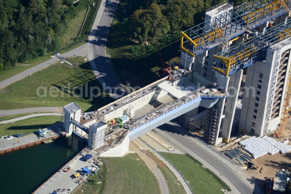 Aerial photograph Niederfinow - The new building of the boat lift Niederfinow