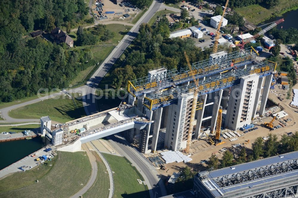 Niederfinow from above - The new building of the boat lift Niederfinow