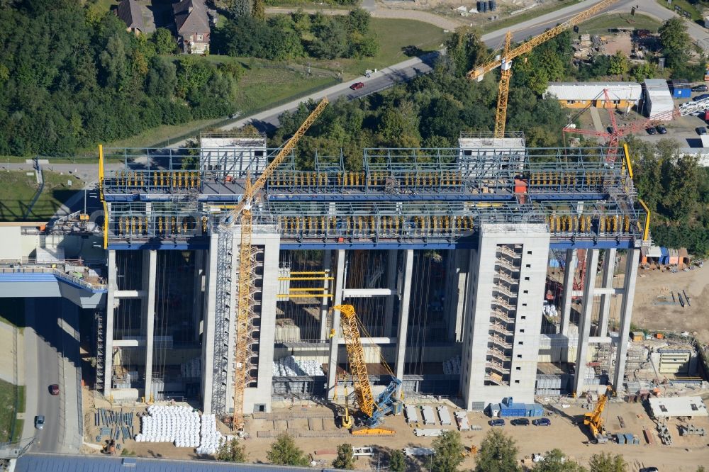 Aerial image Niederfinow - The new building of the boat lift Niederfinow