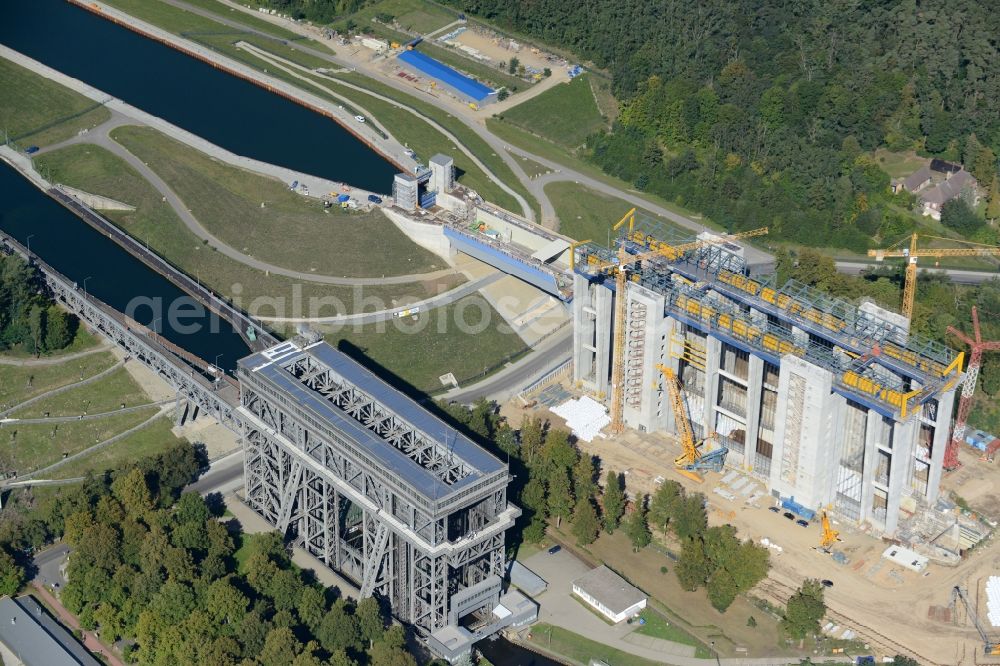 Aerial photograph Niederfinow - The new building of the boat lift Niederfinow