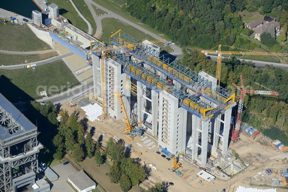 Niederfinow from above - The new building of the boat lift Niederfinow