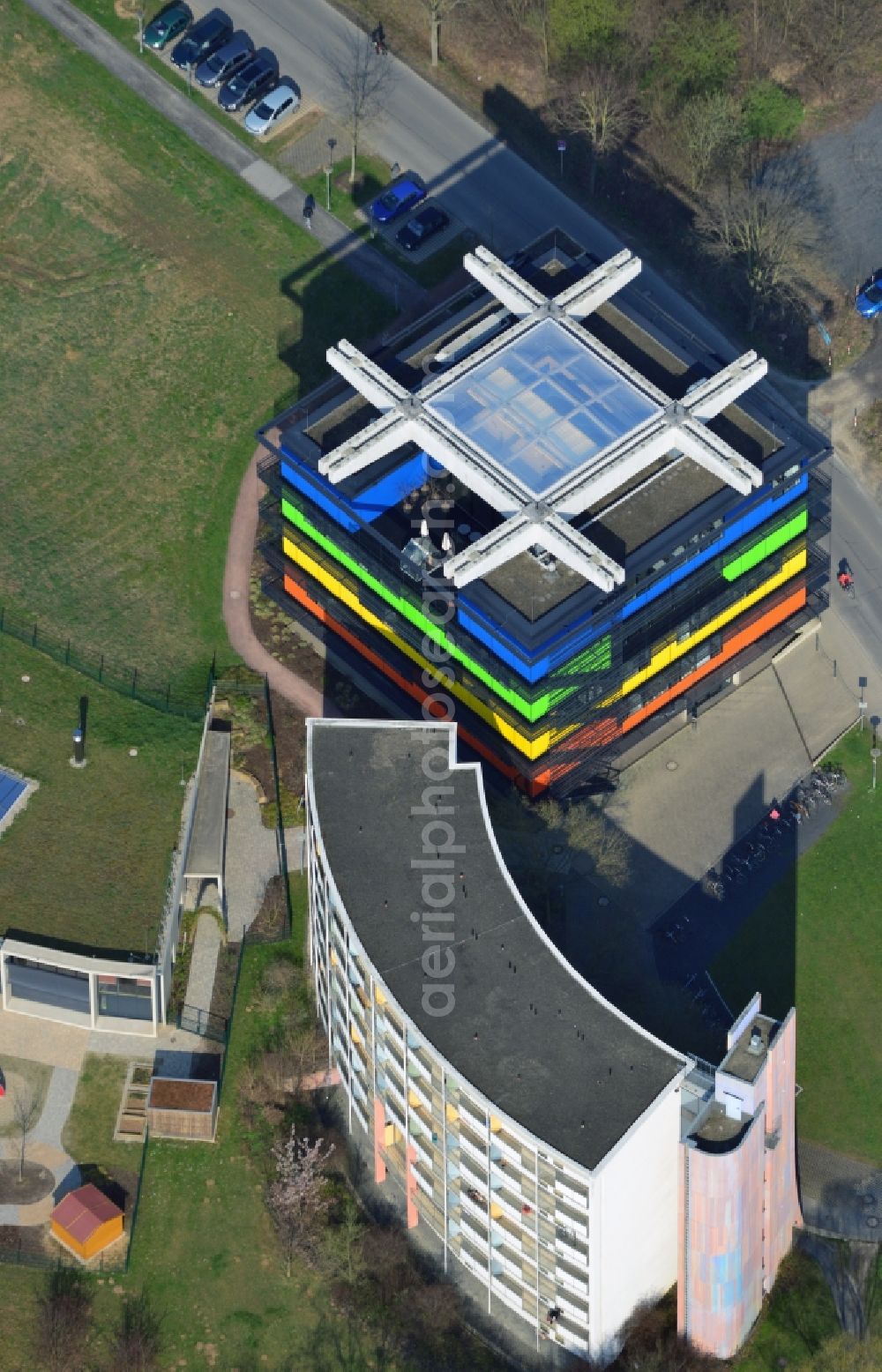 Göttingen from above - Construction of the student labs XLAB in Goettingen in Lower Saxony