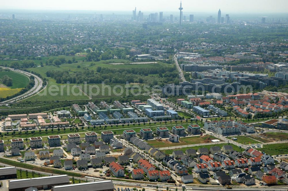 Aerial photograph Frankfurt am Main - New build settlement Riedberg in Frankfurt at the Main in Hesse. The construction started in 2001 and will end in 2017