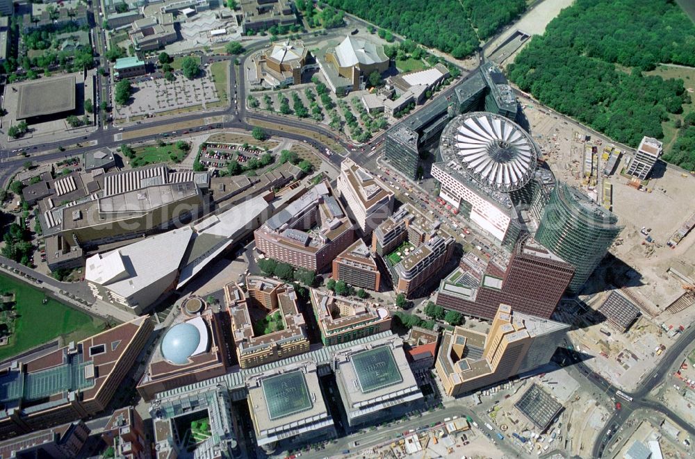 Aerial image Berlin - Office buildings and commercials at the Potsdam Square in the borough Mitte