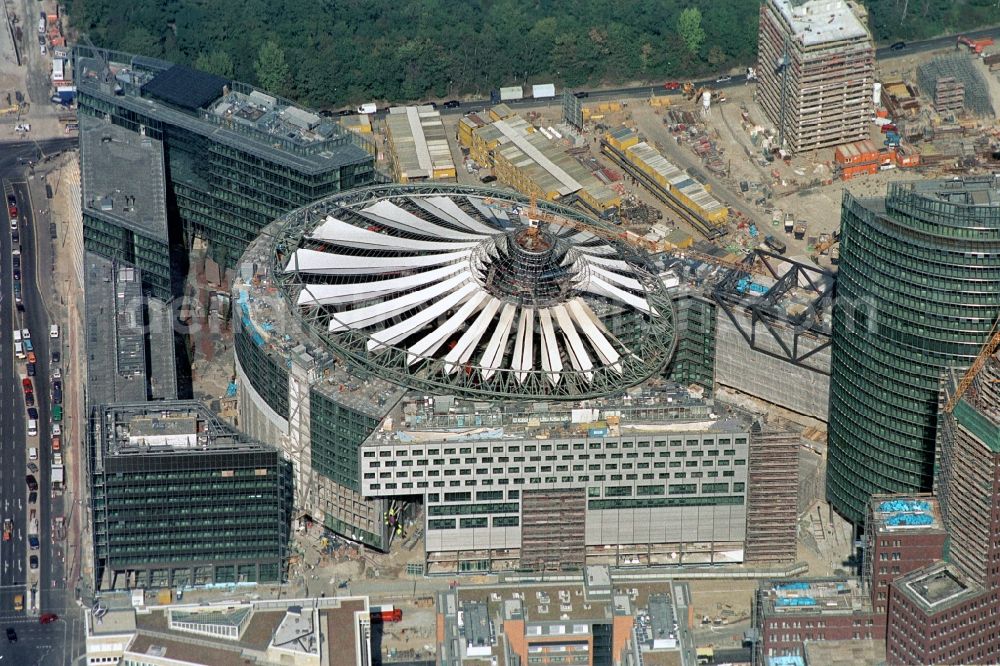 Berlin from above - Office buildings and commercials at the Potsdam Square in the borough Mitte