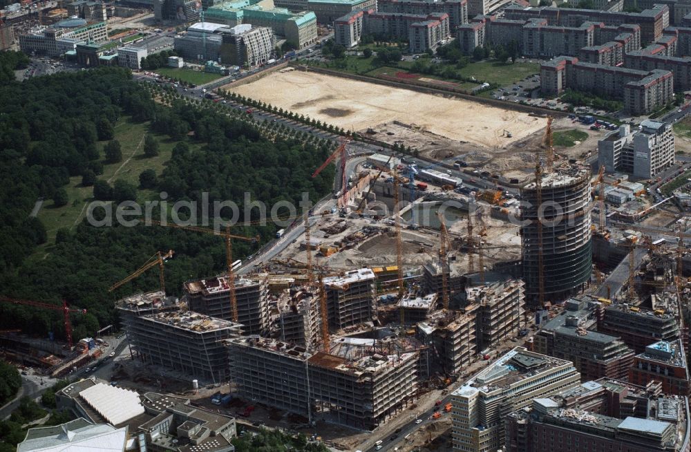 Berlin from the bird's eye view: Office buildings and commercials at the Potsdam Square in the borough Mitte