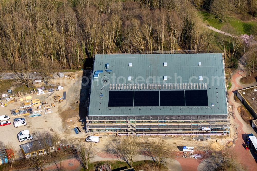 Aerial image Soest - Construction site for the new sports hall on Gelaende of Boerde-Berufskolleg on Geschwister-Scholl-Strasse in Soest in the state North Rhine-Westphalia, Germany