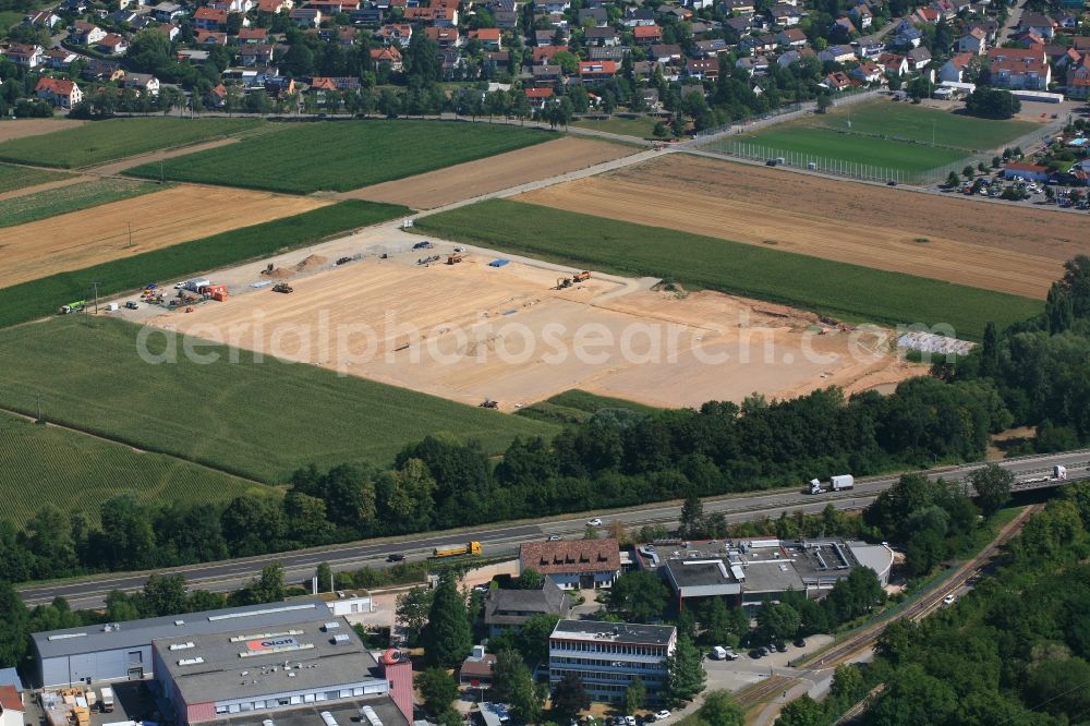 Aerial image Binzen - Construction of new esemble of sports grounds in Binzen in the state Baden-Wurttemberg, Germany