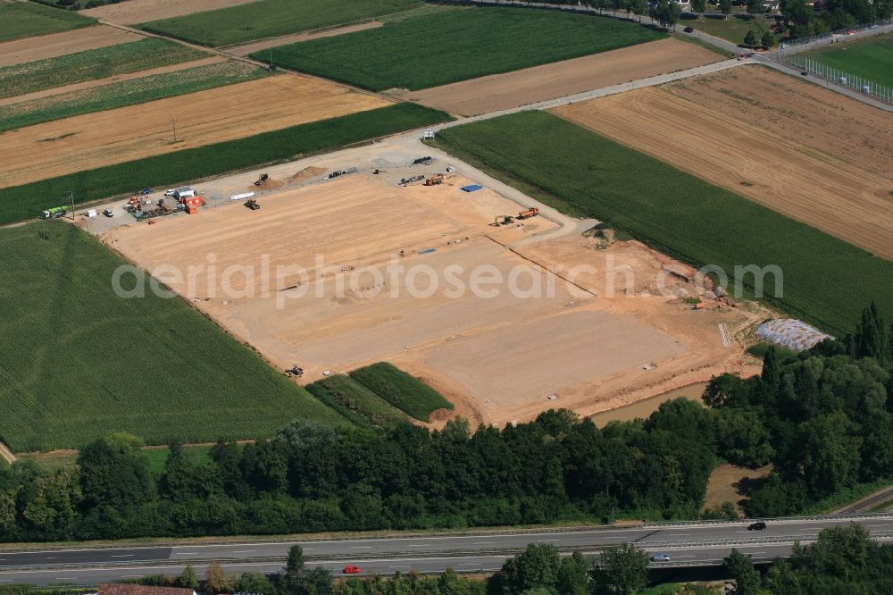 Aerial photograph Binzen - Construction of new esemble of sports grounds in Binzen in the state Baden-Wurttemberg, Germany