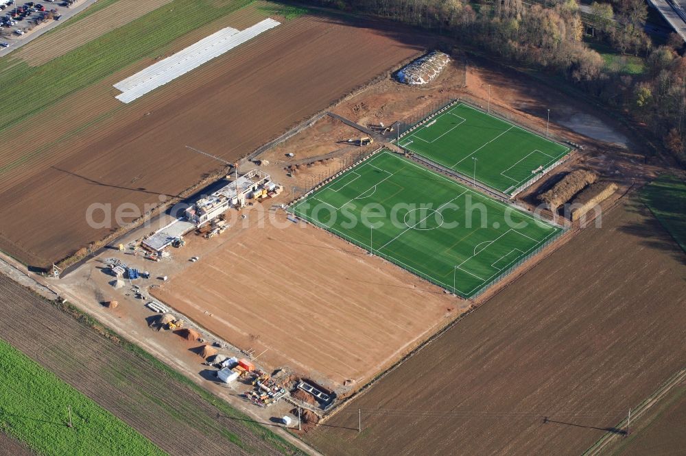 Aerial photograph Binzen - Construction of new esemble of sports grounds in Binzen in the state Baden-Wurttemberg, Germany