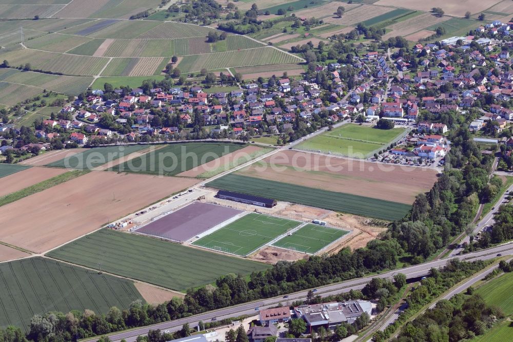 Aerial image Binzen - Construction of new esemble of sports grounds in Binzen in the state Baden-Wurttemberg, Germany