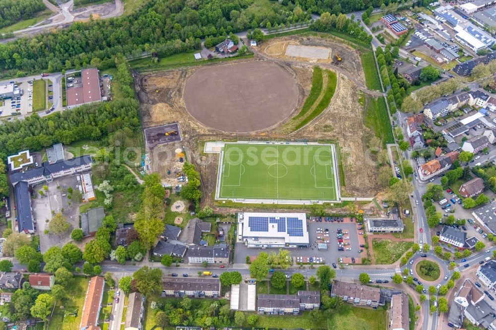 Aerial image Gladbeck - Construction of new Ensemble of sports grounds des Sportpark Mottbruch between Rossheidestrasse - Bruesseler Strasse - Welheimer Strasse in Gladbeck at Ruhrgebiet in the state North Rhine-Westphalia, Germany