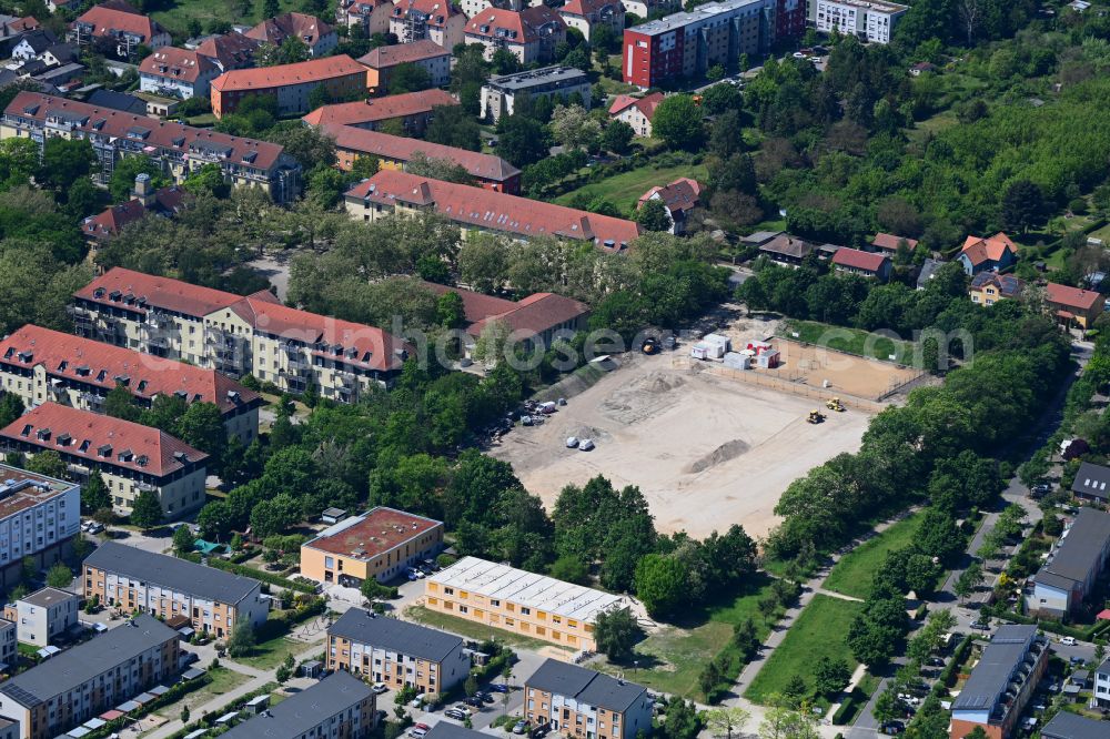 Potsdam from above - Construction of new Ensemble of sports grounds Sportplatz Potsdamer Kickers on street Alexander-Klein-Strasse - Erwin-Barth-Strasse in the district Bornstedt in Potsdam in the state Brandenburg, Germany