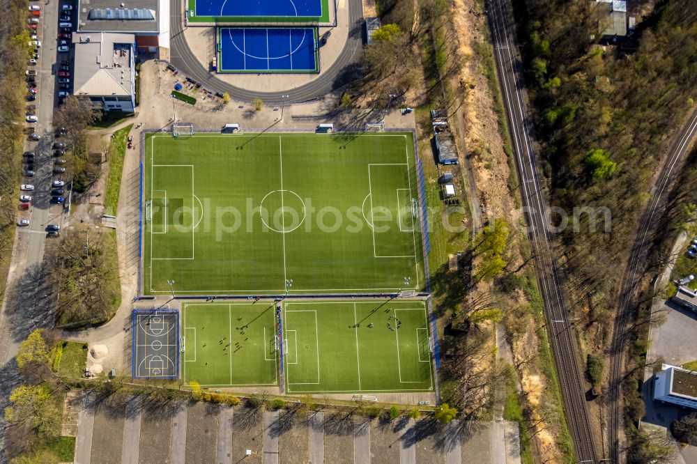 Dortmund from the bird's eye view: Construction of new Ensemble of sports grounds of TSC Eintracht Dortmund on Victor-Toyka-Strasse in Dortmund in the state North Rhine-Westphalia, Germany