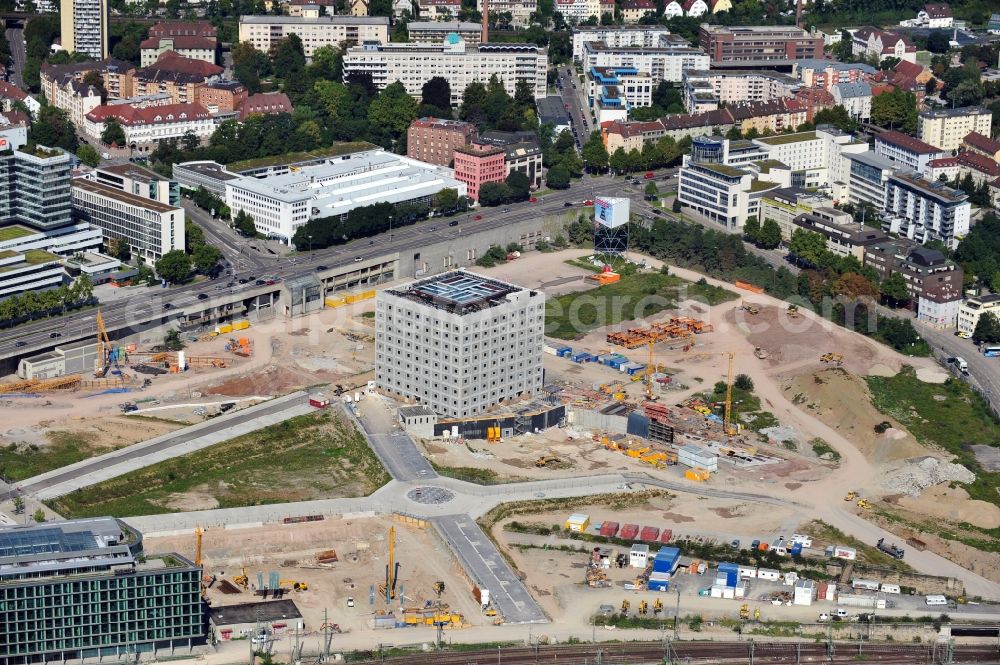 Stuttgart from above - View of new construction of city library am mailänder Platz in Stuttgart in the state Baden-Wuerttemberg