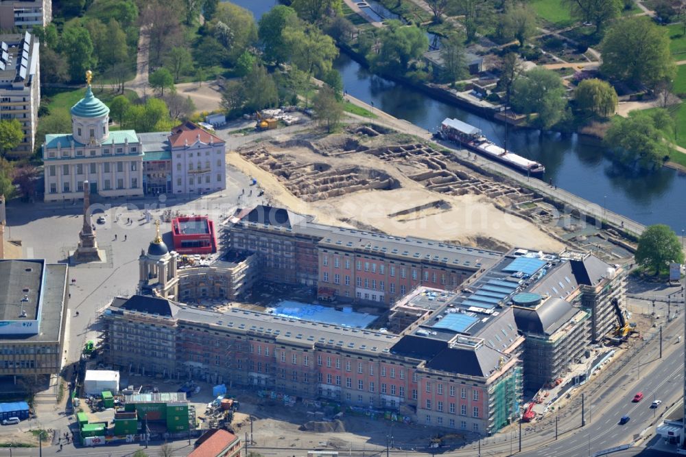 Aerial photograph Potsdam - View of new construction of the parliament in Potsdam in Brandenburg