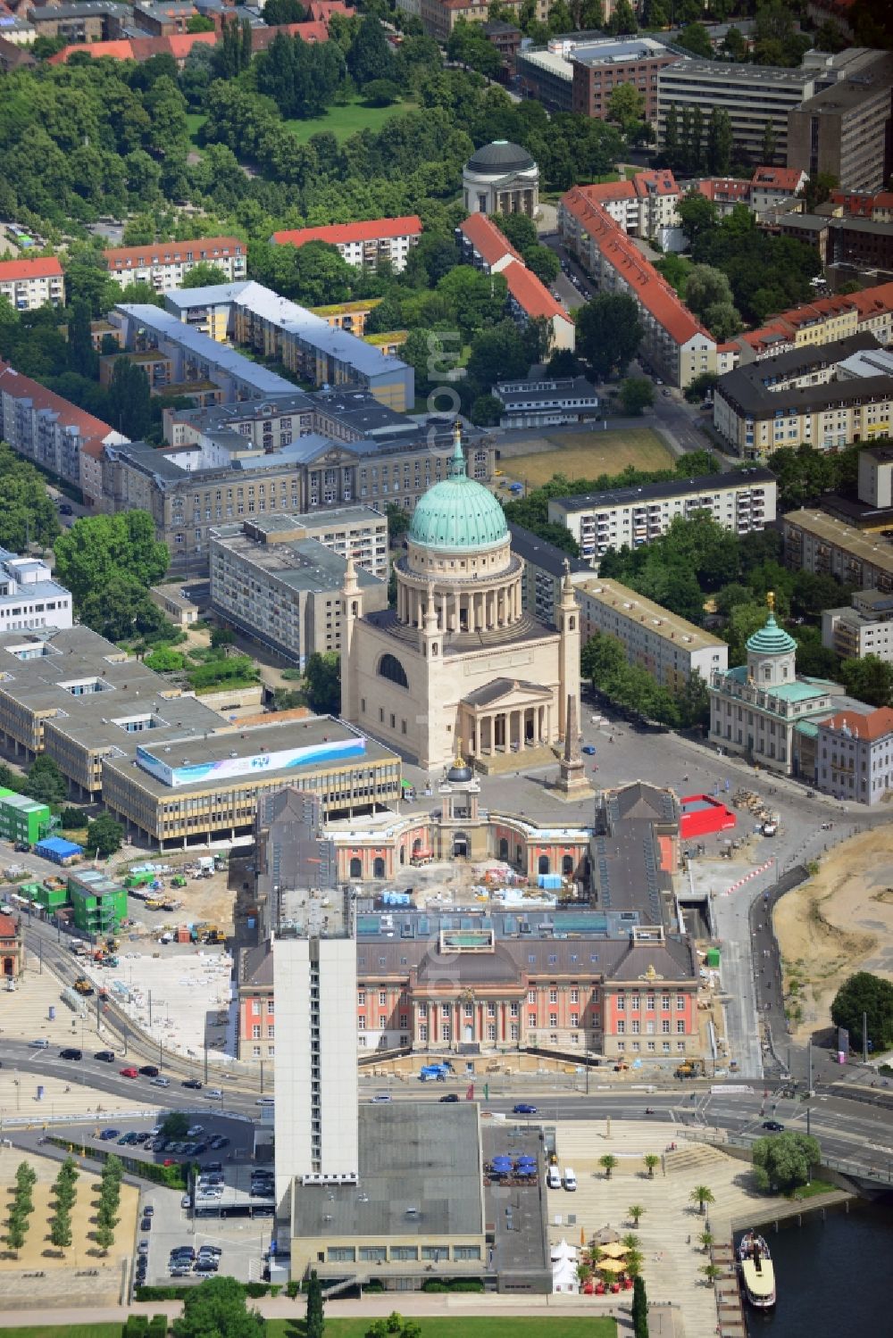 Aerial image Potsdam - View of new construction of the parliament in Potsdam in Brandenburg