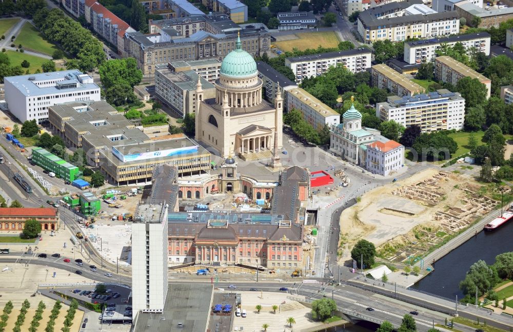 Aerial photograph Potsdam - View of new construction of the parliament in Potsdam in Brandenburg