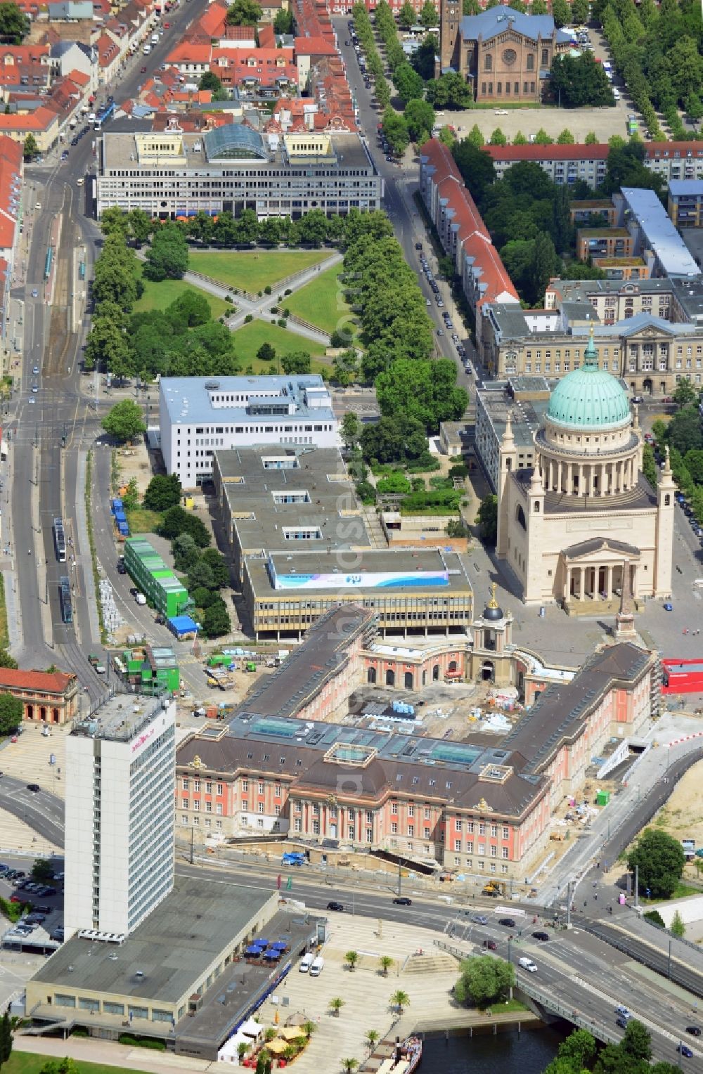 Potsdam from above - View of new construction of the parliament in Potsdam in Brandenburg