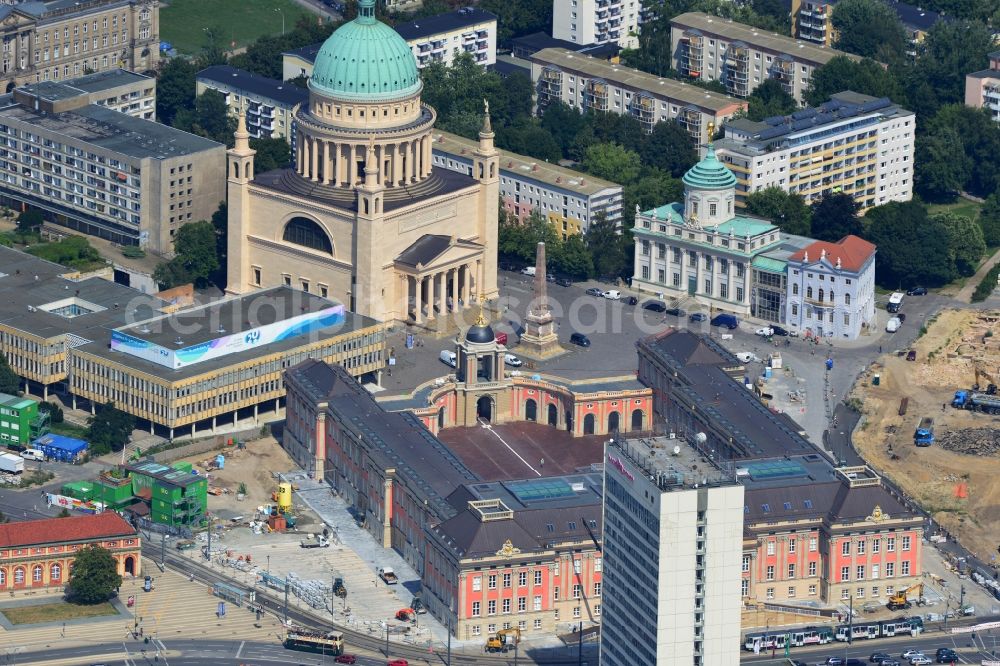 Aerial photograph Potsdam - View of new construction of the parliament in Potsdam in Brandenburg