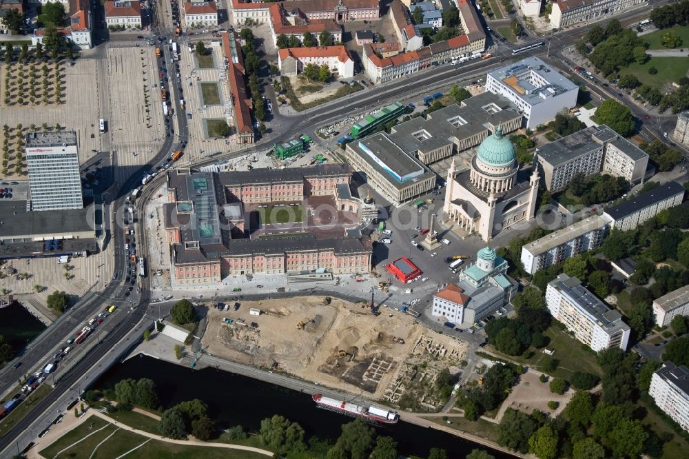 Potsdam from above - View of new construction of the parliament in Potsdam in Brandenburg