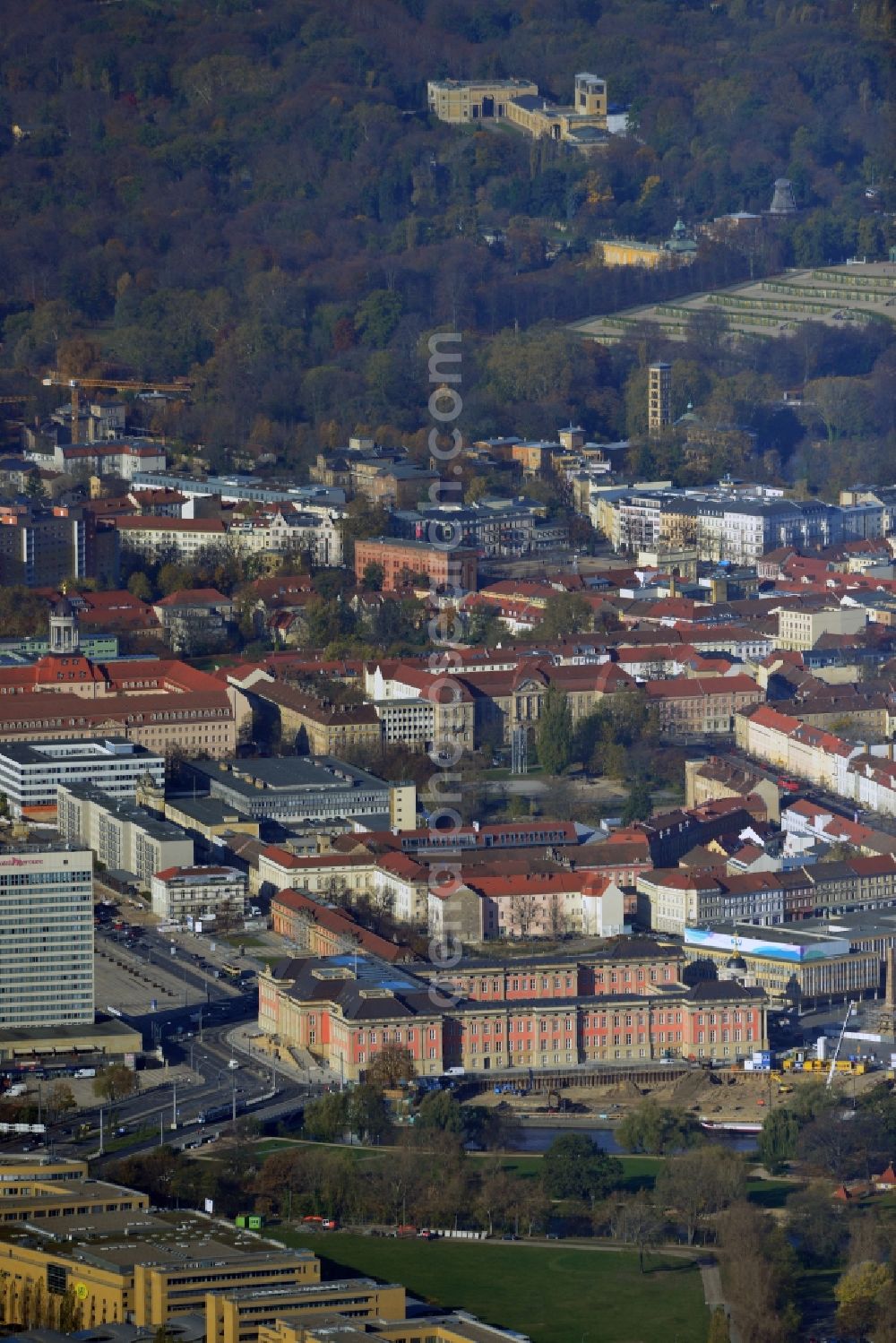 Aerial photograph Potsdam - View of new construction of the parliament in Potsdam in Brandenburg