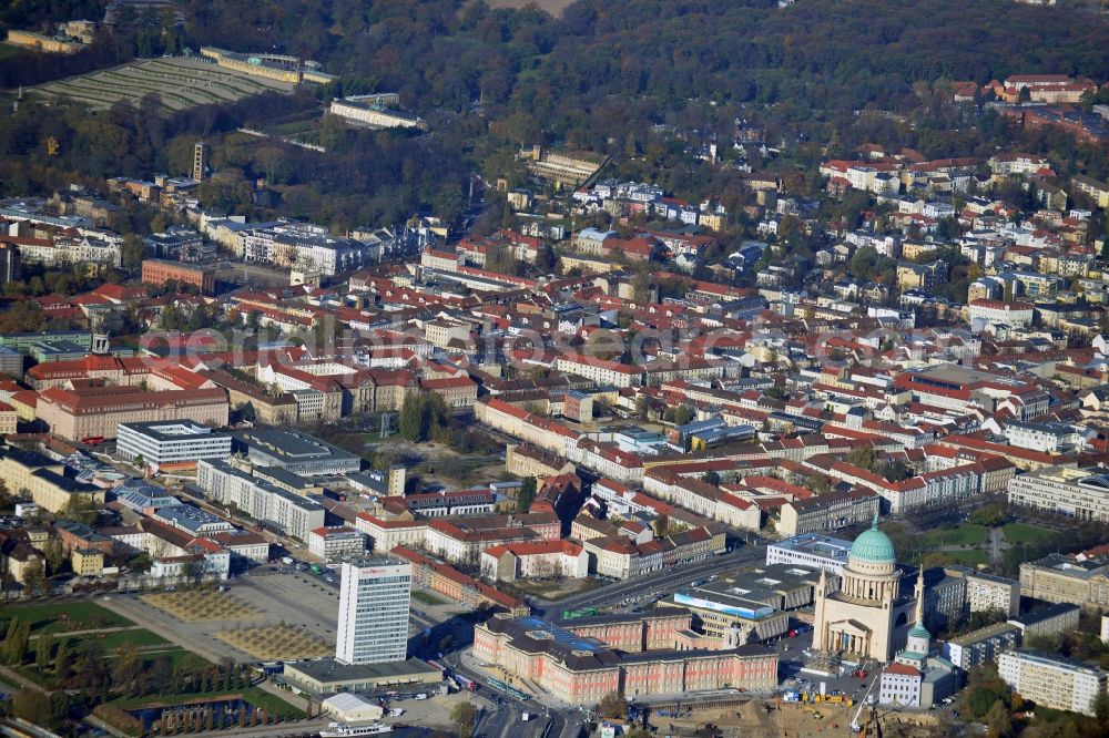 Potsdam from above - View of new construction of the parliament in Potsdam in Brandenburg