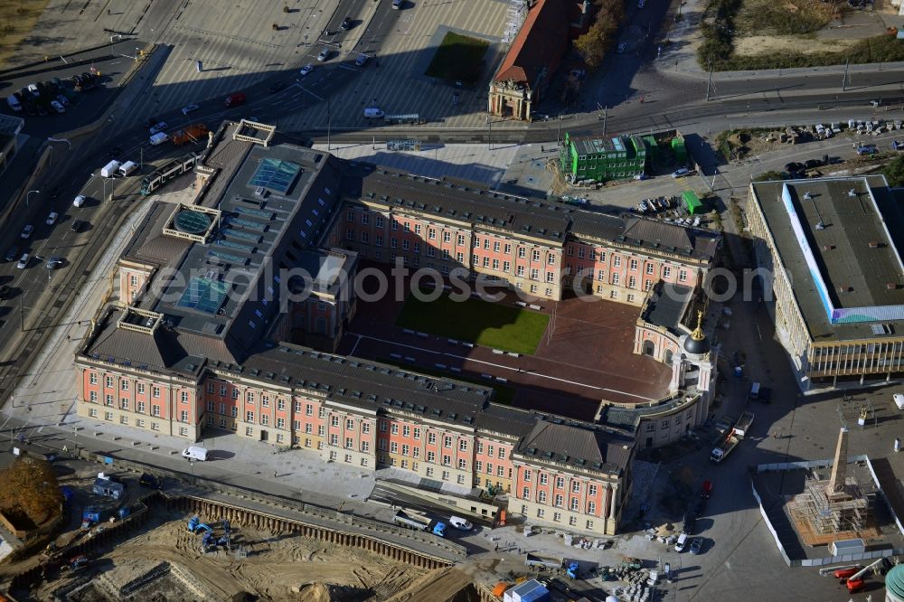 Aerial image Potsdam - View of new construction of the parliament in Potsdam in Brandenburg