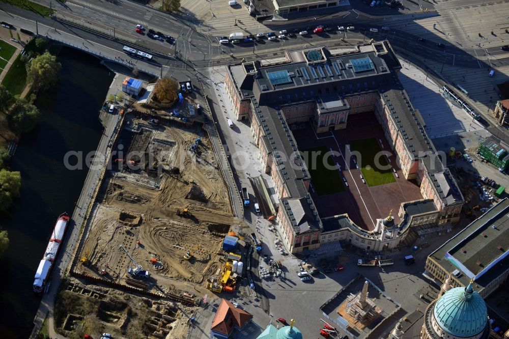 Aerial photograph Potsdam - View of new construction of the parliament in Potsdam in Brandenburg