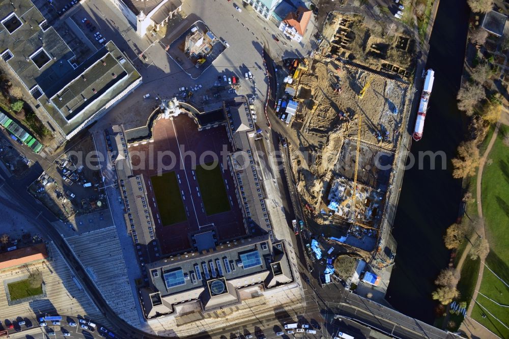 Aerial image Potsdam - View of new construction of the parliament in Potsdam in Brandenburg