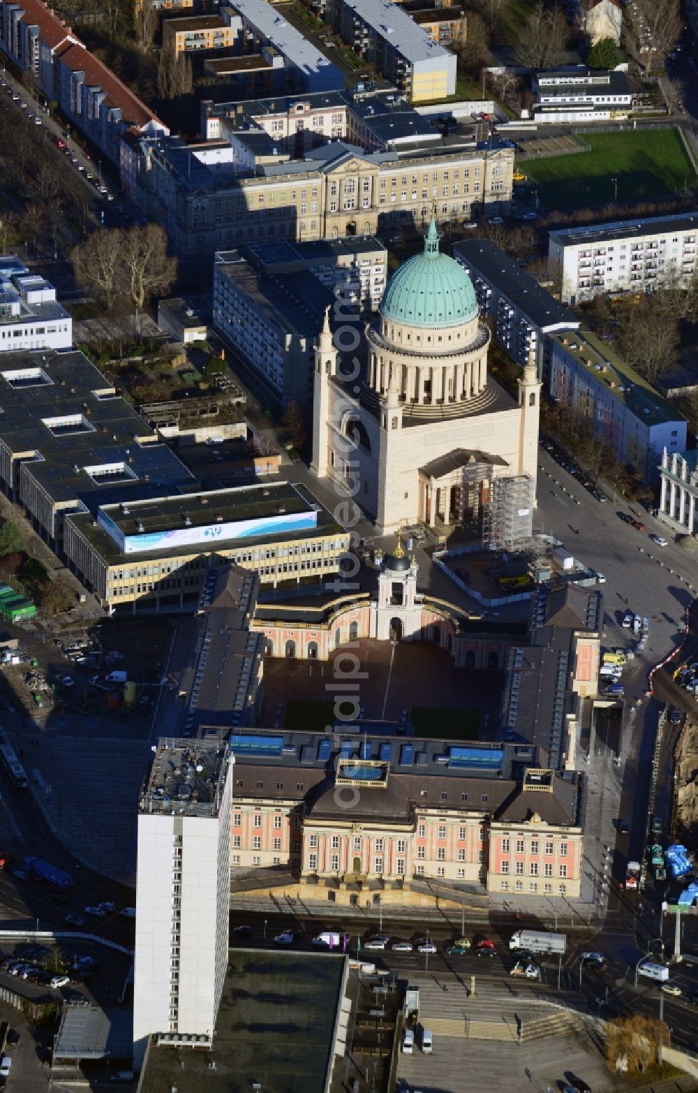 Aerial photograph Potsdam - View of new construction of the parliament in Potsdam in Brandenburg