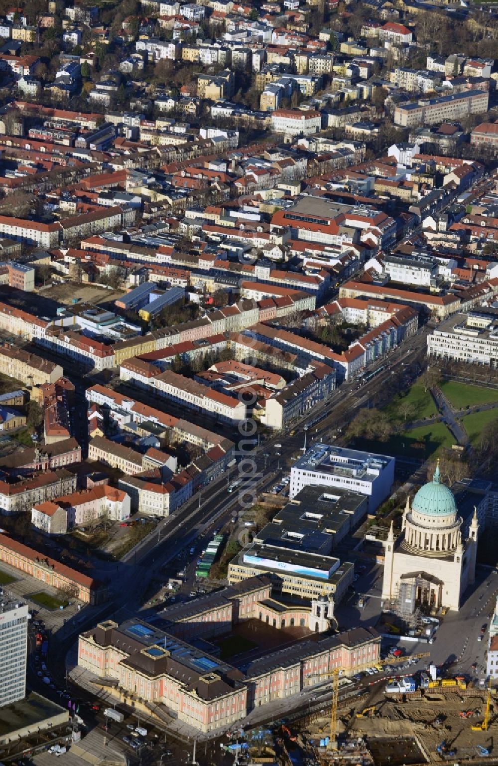 Potsdam from above - View of new construction of the parliament in Potsdam in Brandenburg