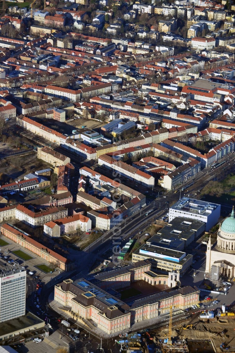 Potsdam from the bird's eye view: View of new construction of the parliament in Potsdam in Brandenburg