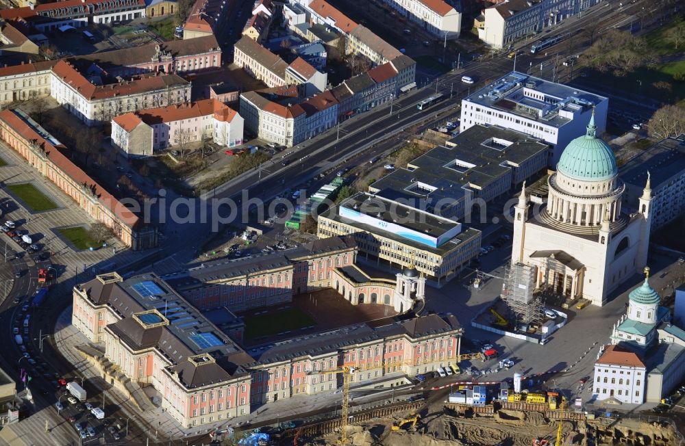 Aerial image Potsdam - View of new construction of the parliament in Potsdam in Brandenburg