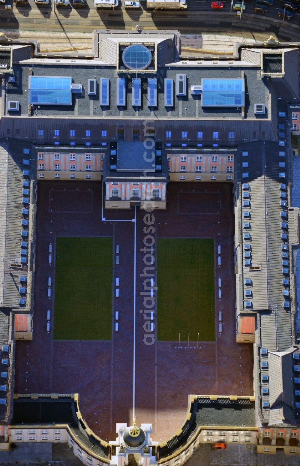 Aerial photograph Potsdam - View of new construction of the parliament in Potsdam in Brandenburg