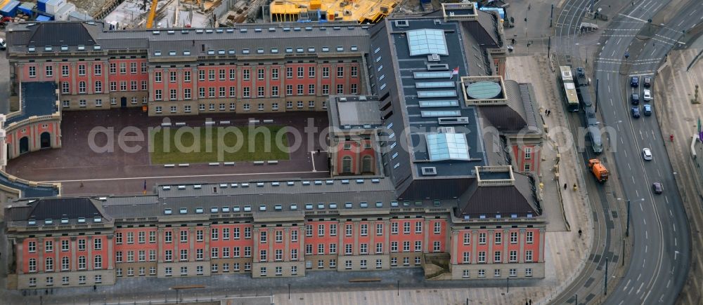 Aerial photograph Potsdam - View of new construction of the parliament in Potsdam in Brandenburg